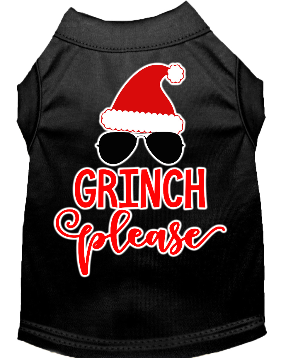 Grinch Please Screen Print Dog Shirt Black Lg